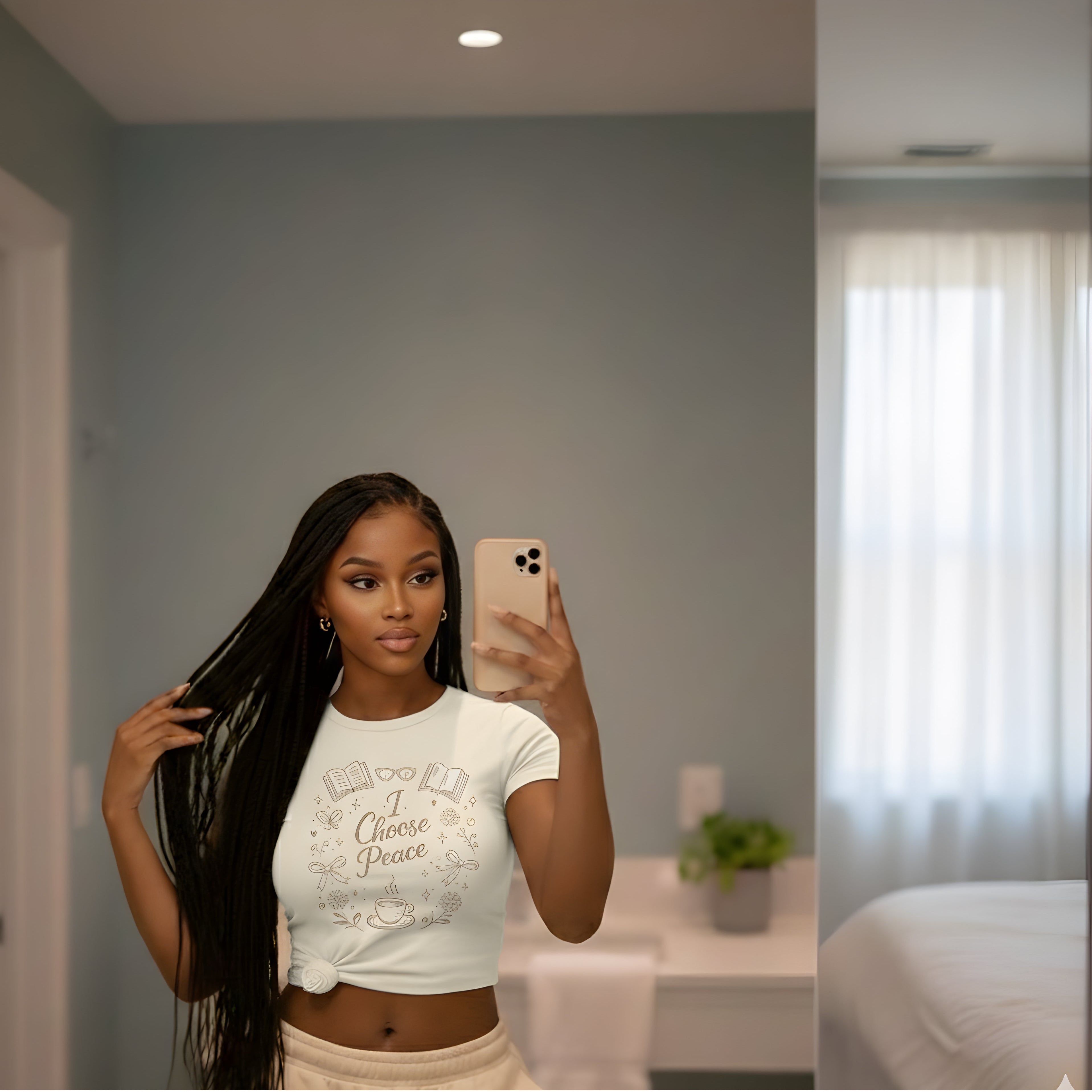 I Choose Peace T-shirt | Cozy Tea, Books & Calm Floral Illustration