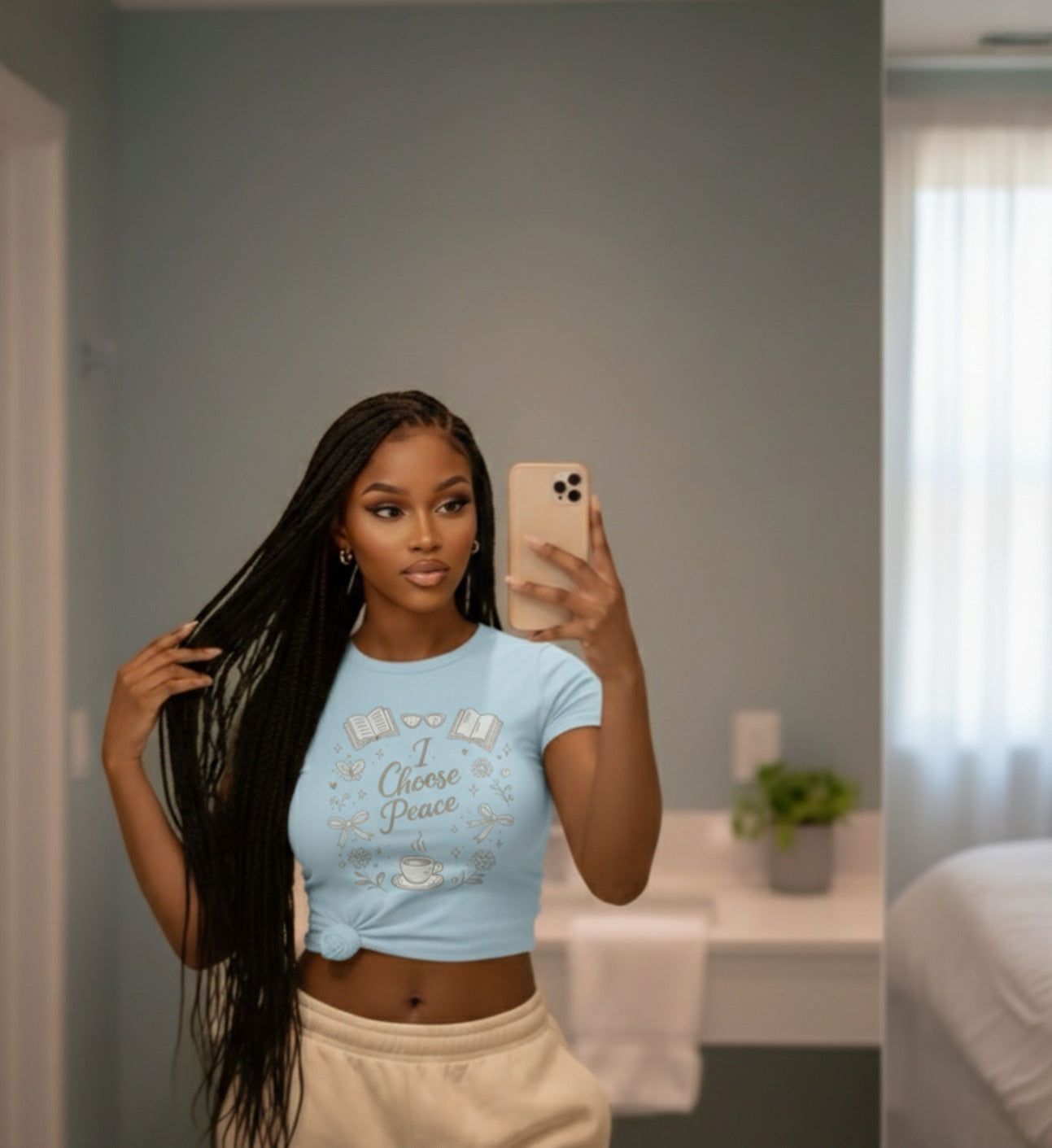 I Choose Peace T-shirt | Cozy Tea, Books & Calm Floral Illustration