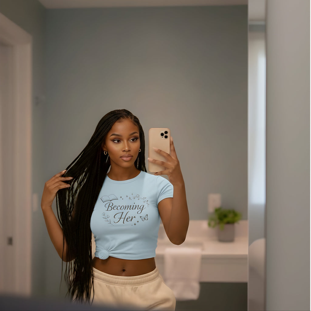 Becoming Her T-shirt | Inspirational Quote, Book & Butterfly Design