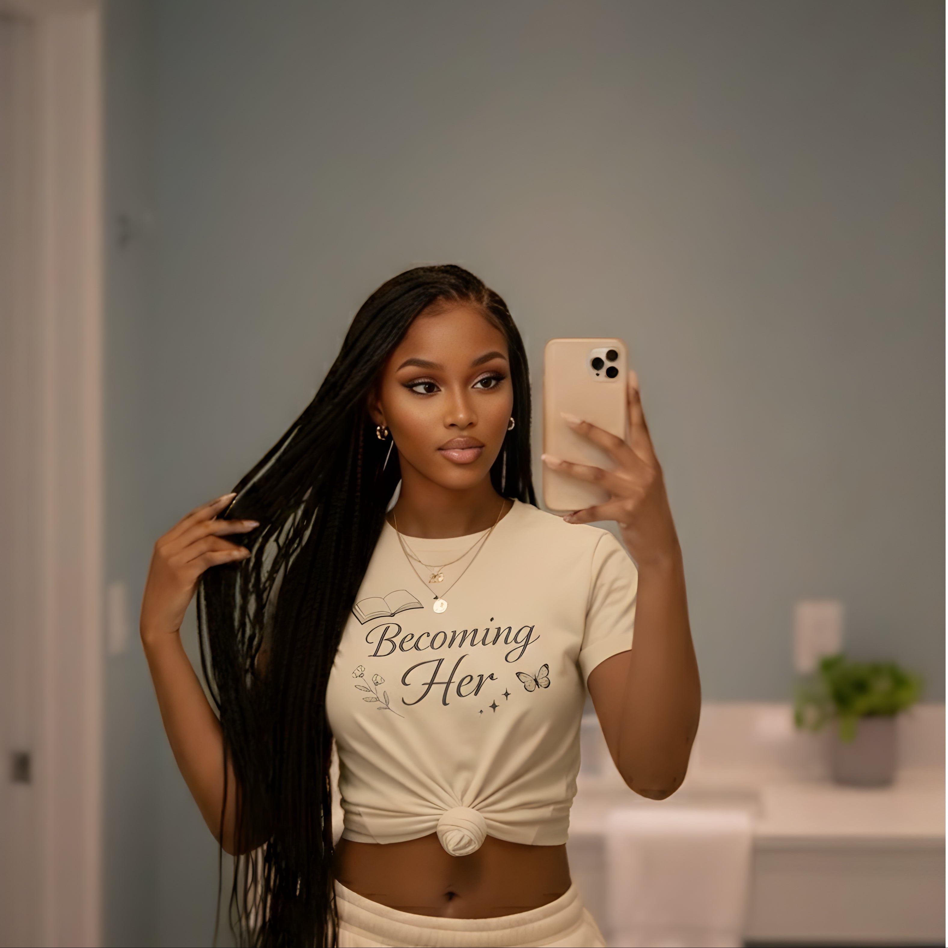 Becoming Her T-shirt | Inspirational Quote, Book & Butterfly Design