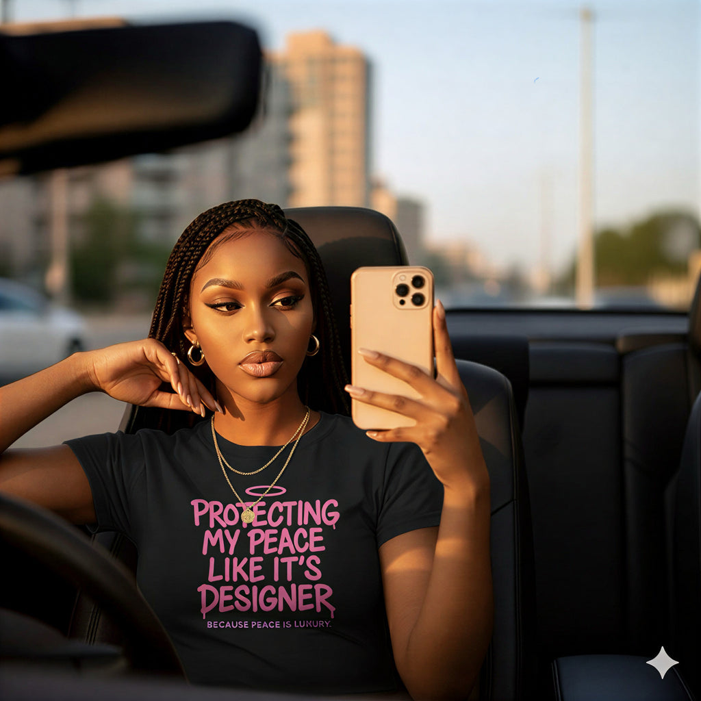 Protecting My Peace Like It’s Designer T-Shirt — Feminine Pink Graphic Tee