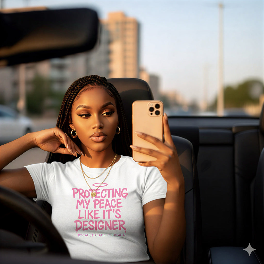 Protecting My Peace Like It’s Designer T-Shirt — Feminine Pink Graphic Tee